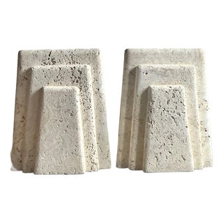 Vintage Coastal Coquina Stone Dining Table Pedestals - Set of 2 For Sale