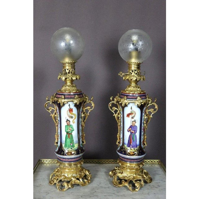 Porcelain & Golden Bronze Lamps, Set of 2 For Sale - Image 13 of 13