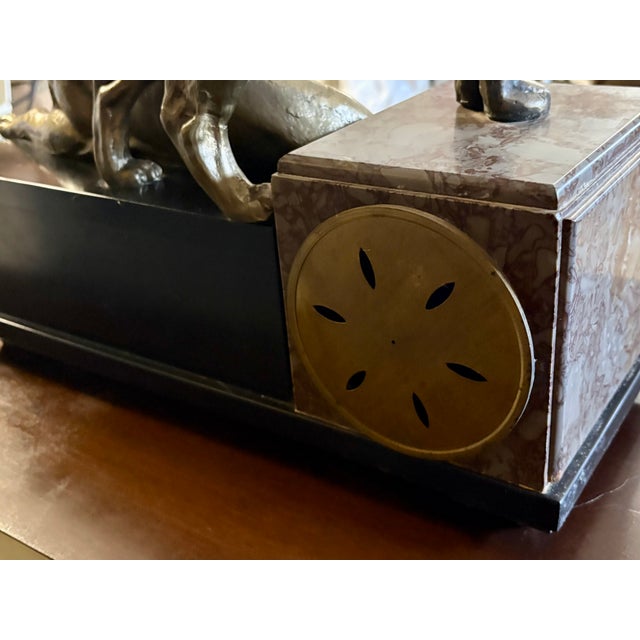 Antique Marble & Bronze Mantle Clock in the Style of Louis-Albert Carvin For Sale - Image 12 of 18
