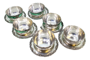 Silver Wash Basins and Plates with Raised Edges, Set of 12