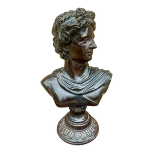 Vintage Neoclassical Apollo Belvedere Bust Sculpture on Pedestal