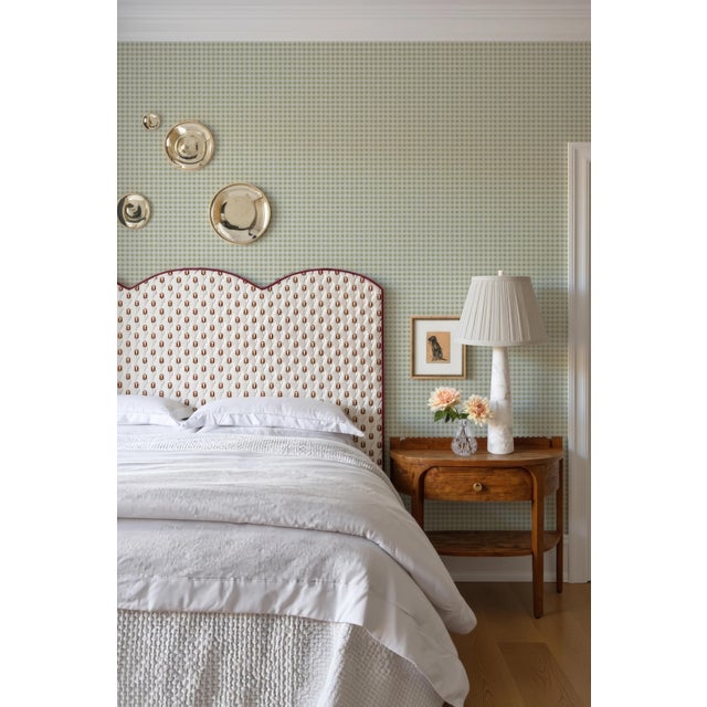 Traditional Austen Gingham Small Check Removable Wallpaper – Thyme Green Double Roll For Sale - Image 3 of 7