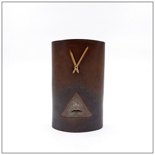 Vintage Bronze Glazed Ceramic Table Clock from Kienzle International For Sale - Image 14 of 14