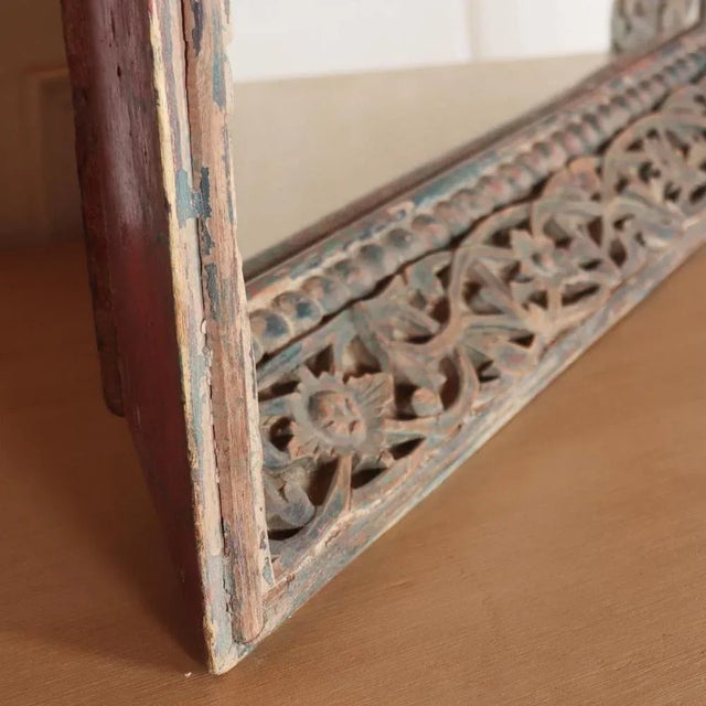 Large Painted Fretwork Mirror, 1890s For Sale - Image 6 of 7