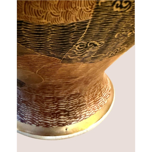 Ceramic Antique Meiji Japanese Satsuma Ryuzan Rakan Vase Gilt Dragon Handles 16" For Sale - Image 7 of 16