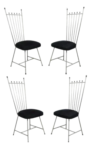 Vintage Mid Century Modern Arthur Umanoff Style Metal Dining Chairs - Set of 4