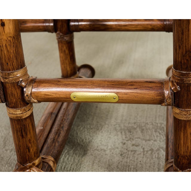 McGuire Organic Modern Lattice Rattan Brass Glass Cocktail Table For Sale - Image 9 of 18