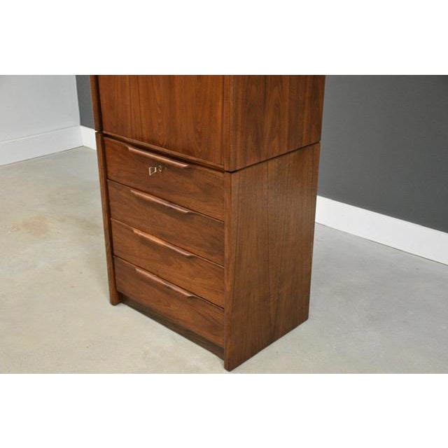 1960s Walnut Tall Armoire Dresser by Barzilay For Sale In Boston - Image 6 of 13