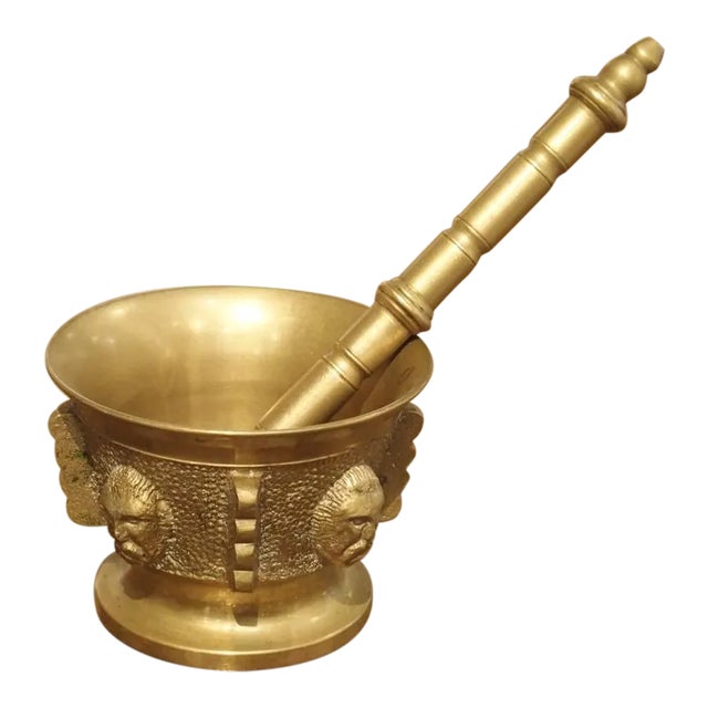 Small 19th Century French Bronze Mortar With Pestle For Sale