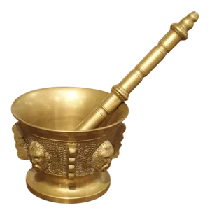 Small 19th Century French Bronze Mortar With Pestle