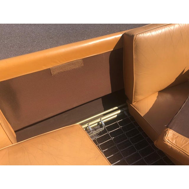 Leather and Brushed Steel Sofa attributed to Jacques Charpentier for Roche Bobois, 1970s For Sale - Image 10 of 12