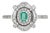 Art Deco Emerald & Baguette Diamonds Target Halo Ring in 14k White Gold Size 4 For Sale