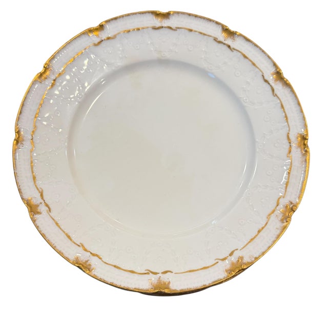 Beautiful set of 4 antique Haviland & Co. Limoges porcelain plates, made in France. These elegant white plates feature a...
