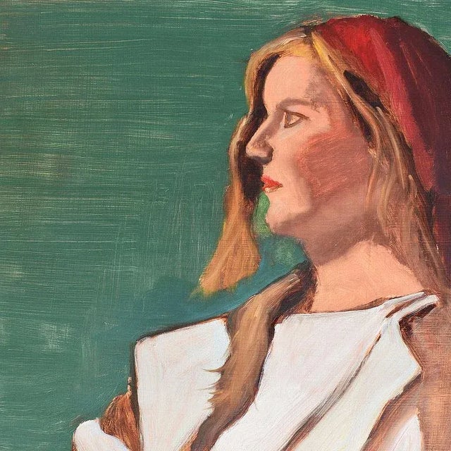 Clair Seglem Portrait Painting of a Woman in Green - 20th Century Unsigned For Sale In Oklahoma City - Image 6 of 8