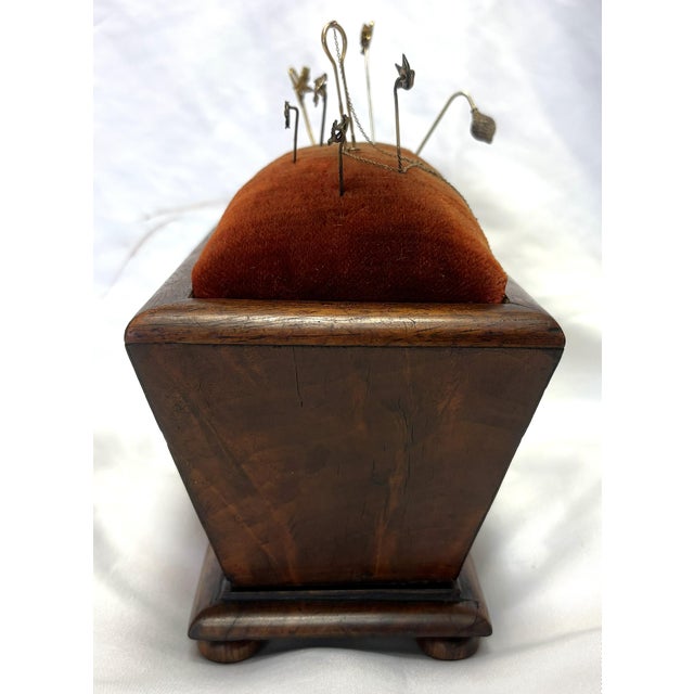 19th Century Antique Rosewood Sewing Box With Velvet Top and Assorted Pins For Sale - Image 15 of 18
