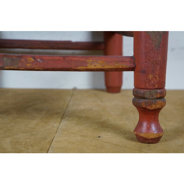 Mid 20th Century Mexican Folk Art Red Painted Childs Rush Seat Ladderback Chair For Sale - Image 9 of 12