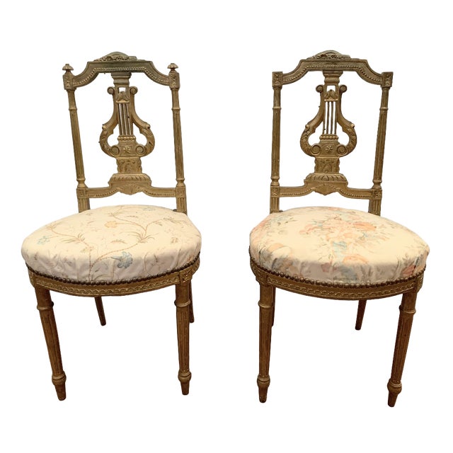 Louis XVI Style Giltwood Chairs, 20th Century, Set of 2 For Sale