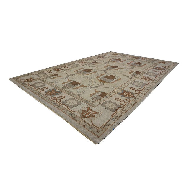 Early 21st Century 21st Century Turkish Oushak 9x13 Gray, Ivory & Brown Handmade Wool Area Rug #1140109 For Sale - Image 5 of 7