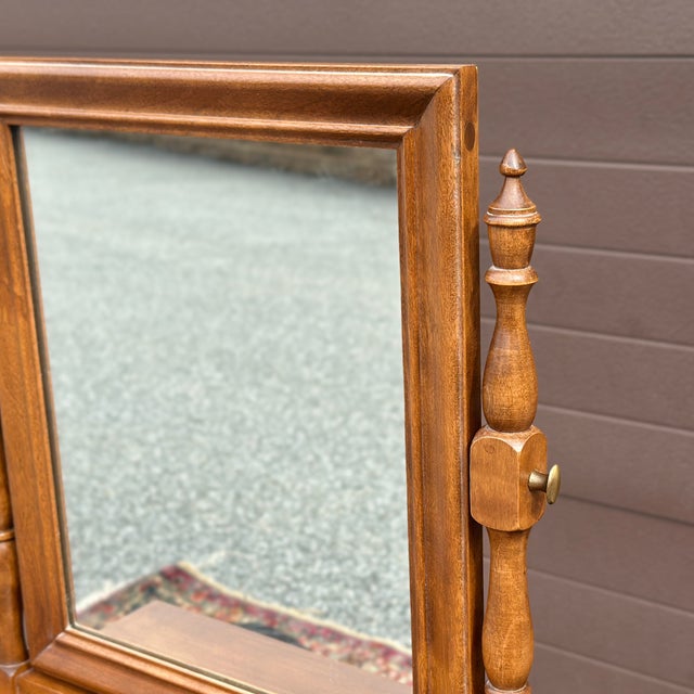 Ethan Allen Heirloom Maple Cheval Mirror With Drawer EA model 10-5030 Ships quickly via FedEx Home Delivery! [Store Ref...