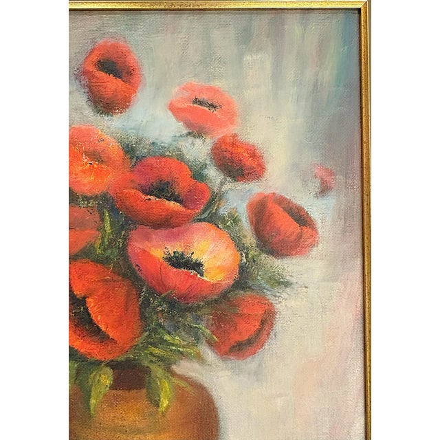 Original Framed Still Life Painting on Board 'Pretty Poppies' For Sale - Image 4 of 12