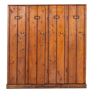 19th Century English Pine Locker Cabinet, 1890s For Sale