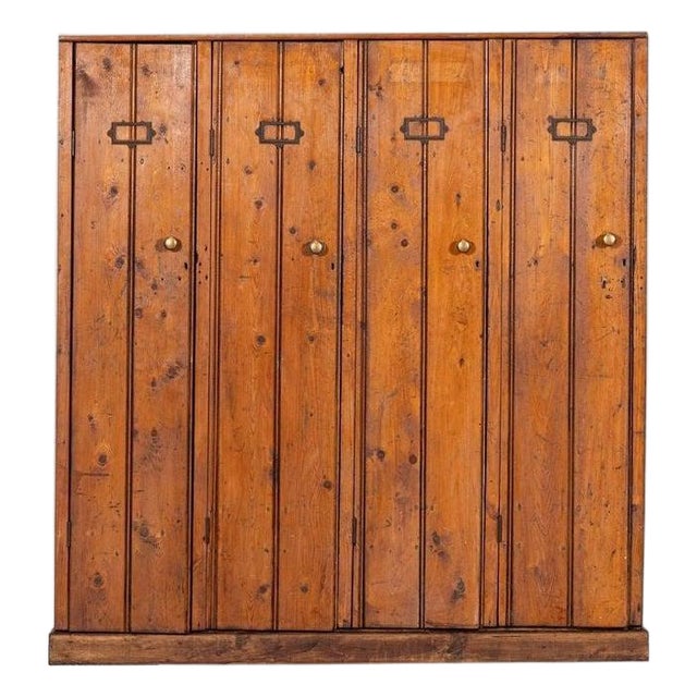 19th Century English Pine Locker Cabinet, 1890s For Sale