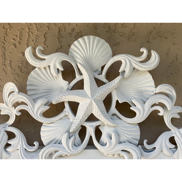 Vintage Coastal Cast Iron Shell & Starfish Wall Mirror For Sale - Image 9 of 15