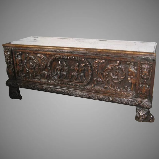 Wood Italian Renaissance Revival Coffer Cassone For Sale - Image 7 of 7