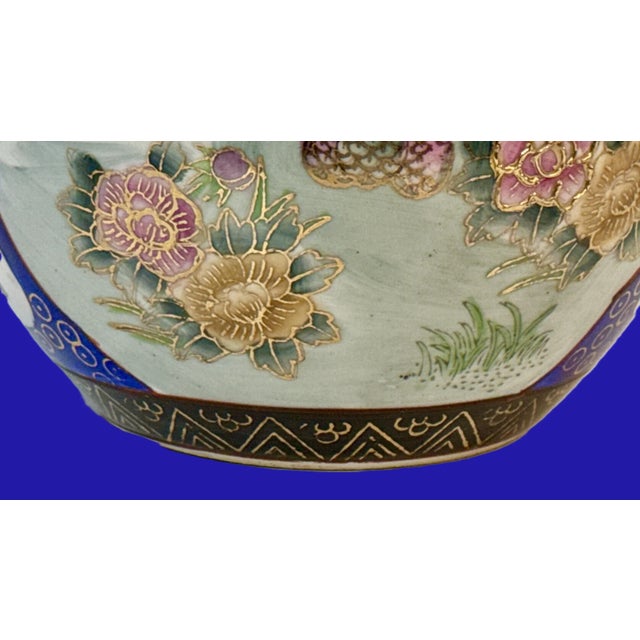 Blue Chinoiserie Hand Painted Lidded Chinese Ginger Jar For Sale - Image 8 of 9