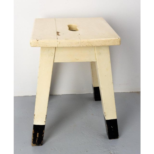 1950s French Painted Wooden Side Stool, 1950s For Sale - Image 5 of 9