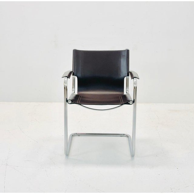 Matteo Grassi visitor chair in brown leather 1970s Brown Leather Visitor chair by Mart Stam & Marcel Breuer for Matteo...