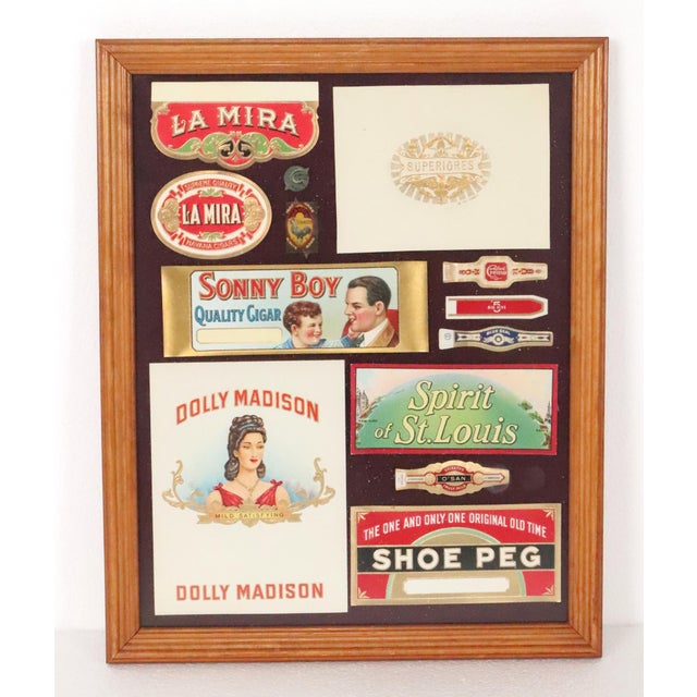 Mid 20th Century Set of Eight Wood Framed Cigar Box Label Collection For Sale - Image 5 of 14