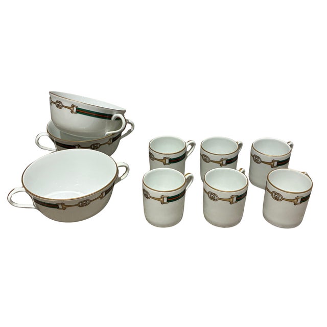 Cream Rare Vintage Italian Gucci by Richard Ginori Porcelain Dinnerware & Serving Set - 62 pcs For Sale - Image 8 of 12