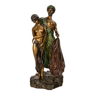1910s Franz Bergmann Franz Bergmann Orientalist Arab Female Group Cold Painted Bronze Signed For Sale