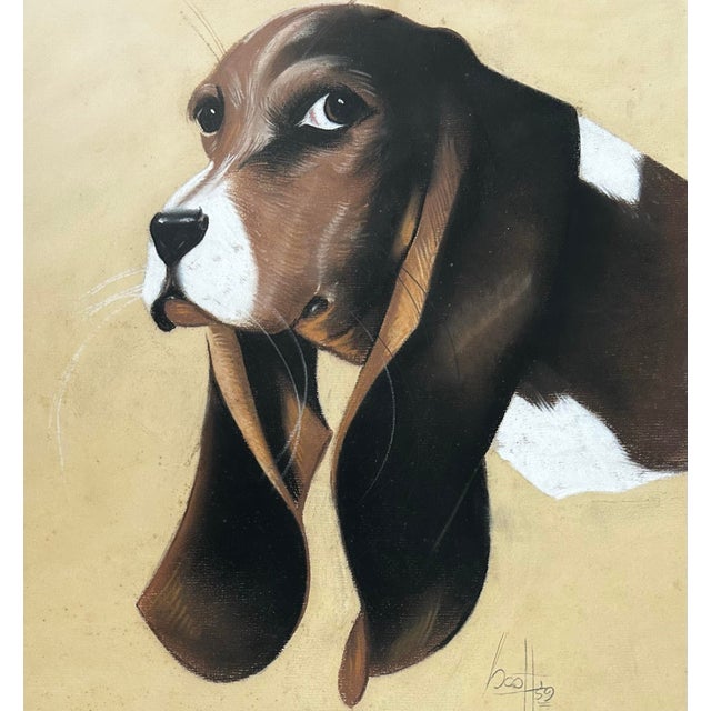 Vintage 1959 Framed Pastel Portrait of a Beagle Dog For Sale - Image 4 of 7