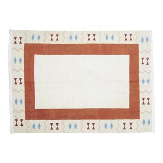 1970s Vintage Turkish Oushak Handmade Wool Cotton Beige Area Rug For Sale
