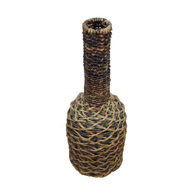 Large vintage wicker wrap for glass demijohn wine bottle / carboy / jug. Dimensions: 8.75" x 23.5" (D x H)