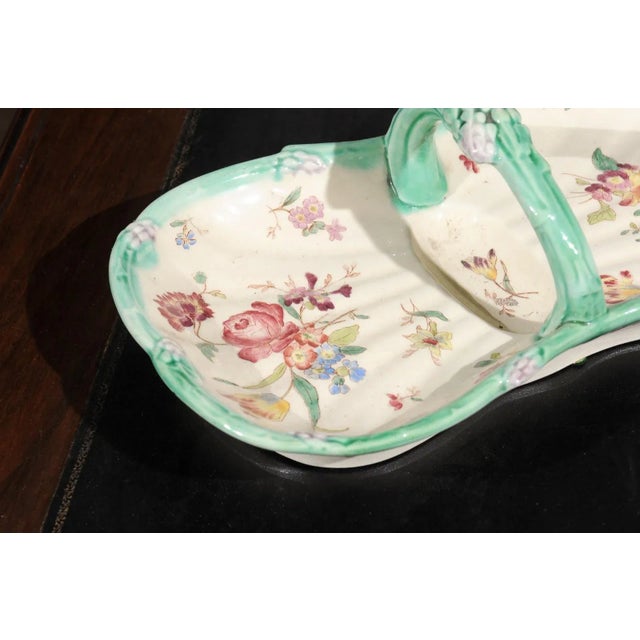 Mid 19th Century French 19th Century Longchamp Majolica Asparagus Server with Floral Decor For Sale - Image 5 of 12