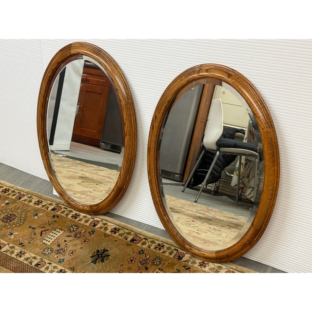 Oak Wood Framed Wall Mirror, Late 20th Century For Sale - Image 12 of 12