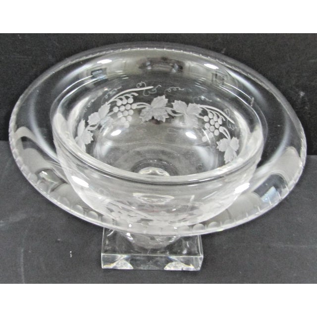 The William Yeoward Cordelia Footed Grapevine Etched Compote Rose Bowl is a beautifully designed piece of decorative...