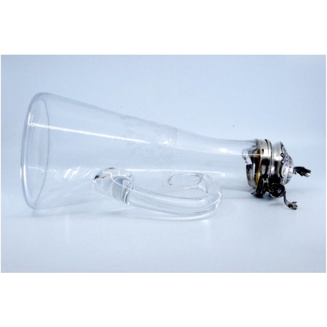 Glass Water Jug with Knob Cut Out on the Silver Lid For Sale - Image 9 of 11