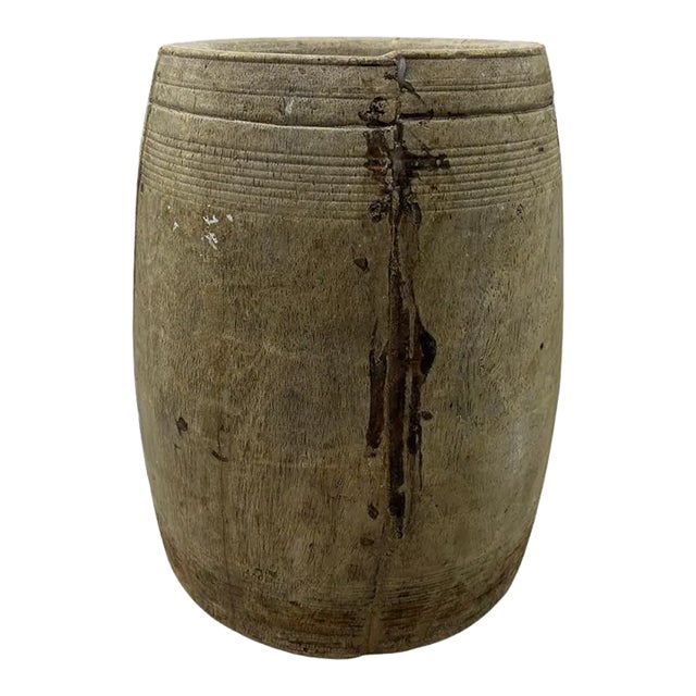 Vintage Indian Wood Vessel For Sale