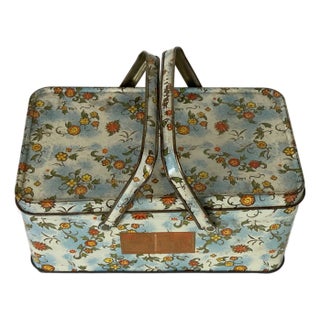 Mid 20 Th Century Tin Sewing Box With Accessories For Sale