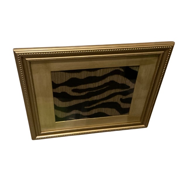 Modern Regine Stie Velvet Textile by Schumacher in Old Hollywood Gold Frame For Sale - Image 3 of 5