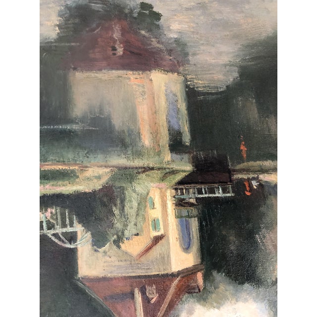 Georges Darel, Paysage animé en bord de Seine, Oil on Canvas, Framed For Sale - Image 7 of 11