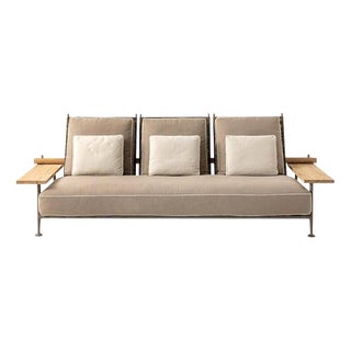 Fenc-E-Nature Outdoor Sofa in Steel, Teak and Fabric by Philippe Starck for Cassina For Sale