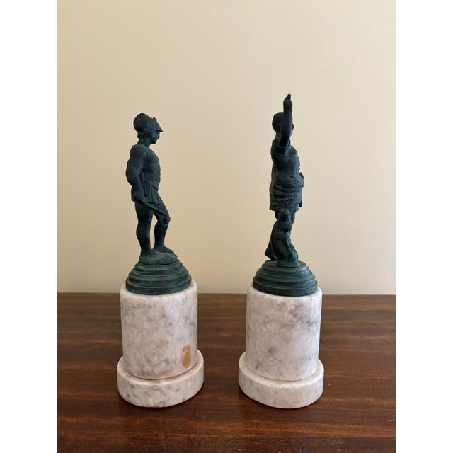 Grand Tour Classical Figures in Brass on Marble Bases, Neoclassical Sculptures, Pair For Sale In South Bend - Image 6 of 8
