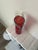 Abstract Vintage Hand-Blown Red Spatter Glass Pitcher Turquoise Rim c.1960s-1980s For Sale - Image 3 of 10