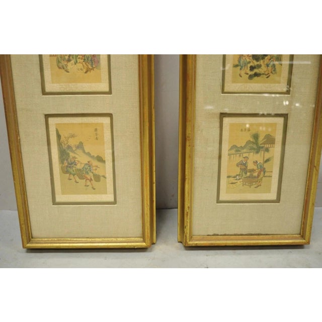 Mid 20th Century Vintage Asian Oriental Framed Art Prints With Narrow Gold Frames - A Pair For Sale - Image 5 of 12