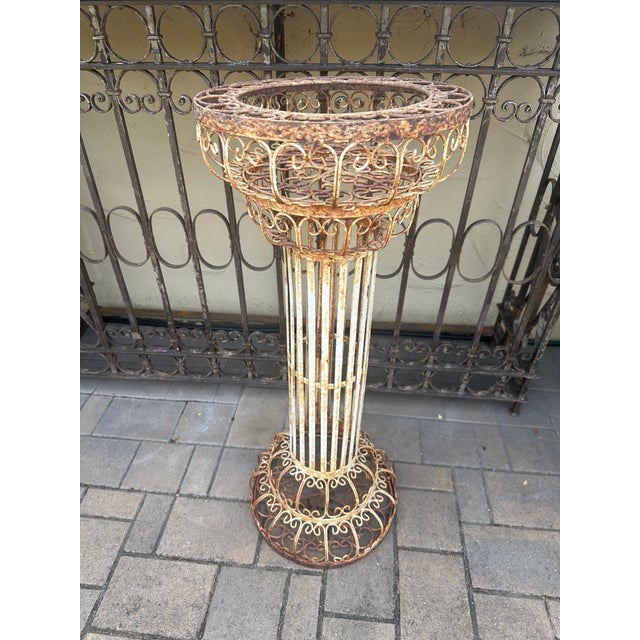 Vintage French Decorative Scrollwork Iron Plant Pedestal For Sale - Image 12 of 12